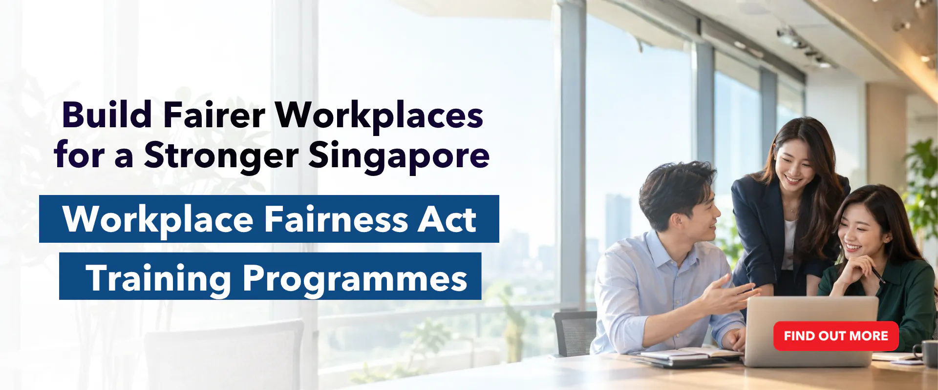 A promotional banner for WFA Training Programmes for Employees, HR professionals and Line managers. 